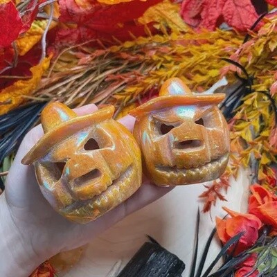 Aura Orange Aventurine Jack-O-Lantern Lamps