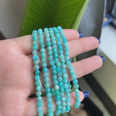 4mm Faceted Amazonite Bead Stretch Bracelet