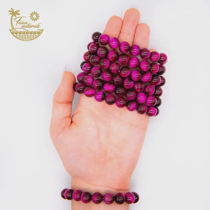 10mm Rose Tiger Eye Bead Stretch Bracelet