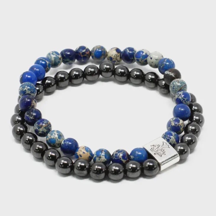 6mm Sodalite and Magnetic Gemstone Bead Bracelet