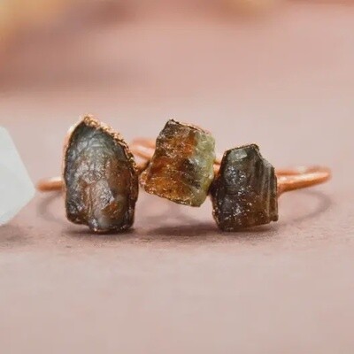 Raw Sunstone Copper Ring