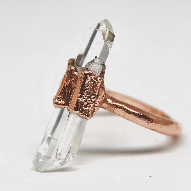 Raw Clear Quartz Point Ring