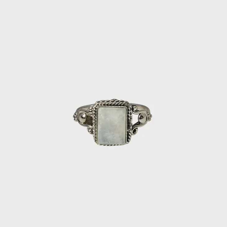 Moonstone Square Sterling Silver Ring