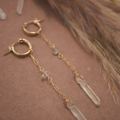 Quartz Point Earrings || 14K Gold Filled | Long