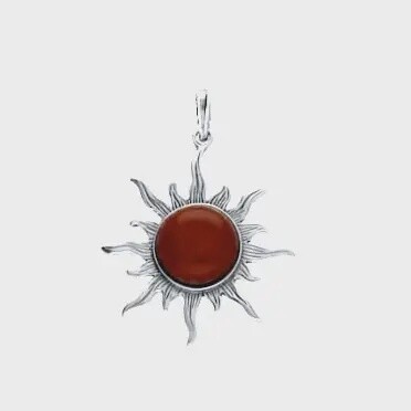 Cherry Amber Sterling Silver Sun Pendant (pendant only)