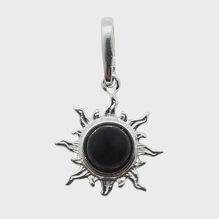 Dark Amber Sterling Silver Sun Pendant (pendant only)