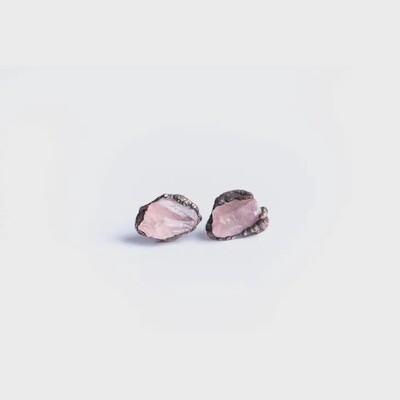 Rose Quartz Silver Post Earrings