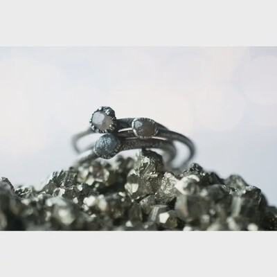 Plated Oxidized Silver Sapphire ring