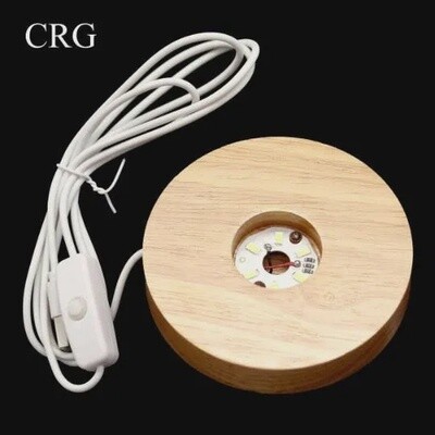 LED Light Display Base | Wood USB White Light