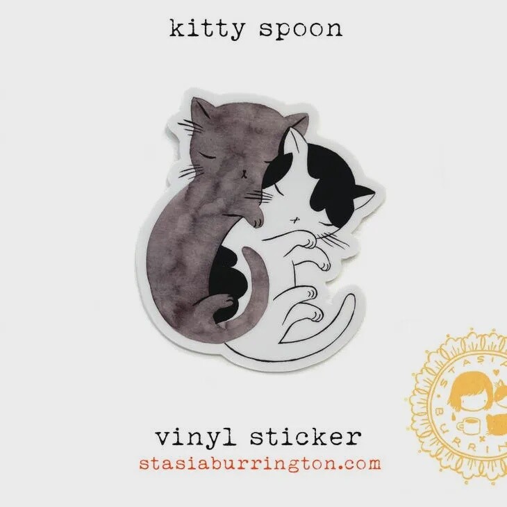 Spooning Cats Sticker