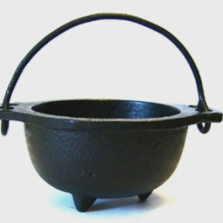 Cast Iron Cauldron w/handle (5" Diameter )