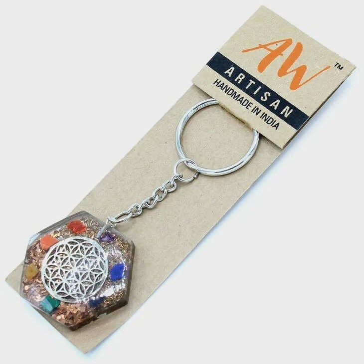 Orgonite Power Keyring |  Octagon Flower of Life