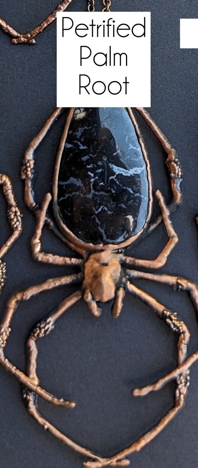 Jumbo Electroformed Copper Orb Weaver Spider Necklace