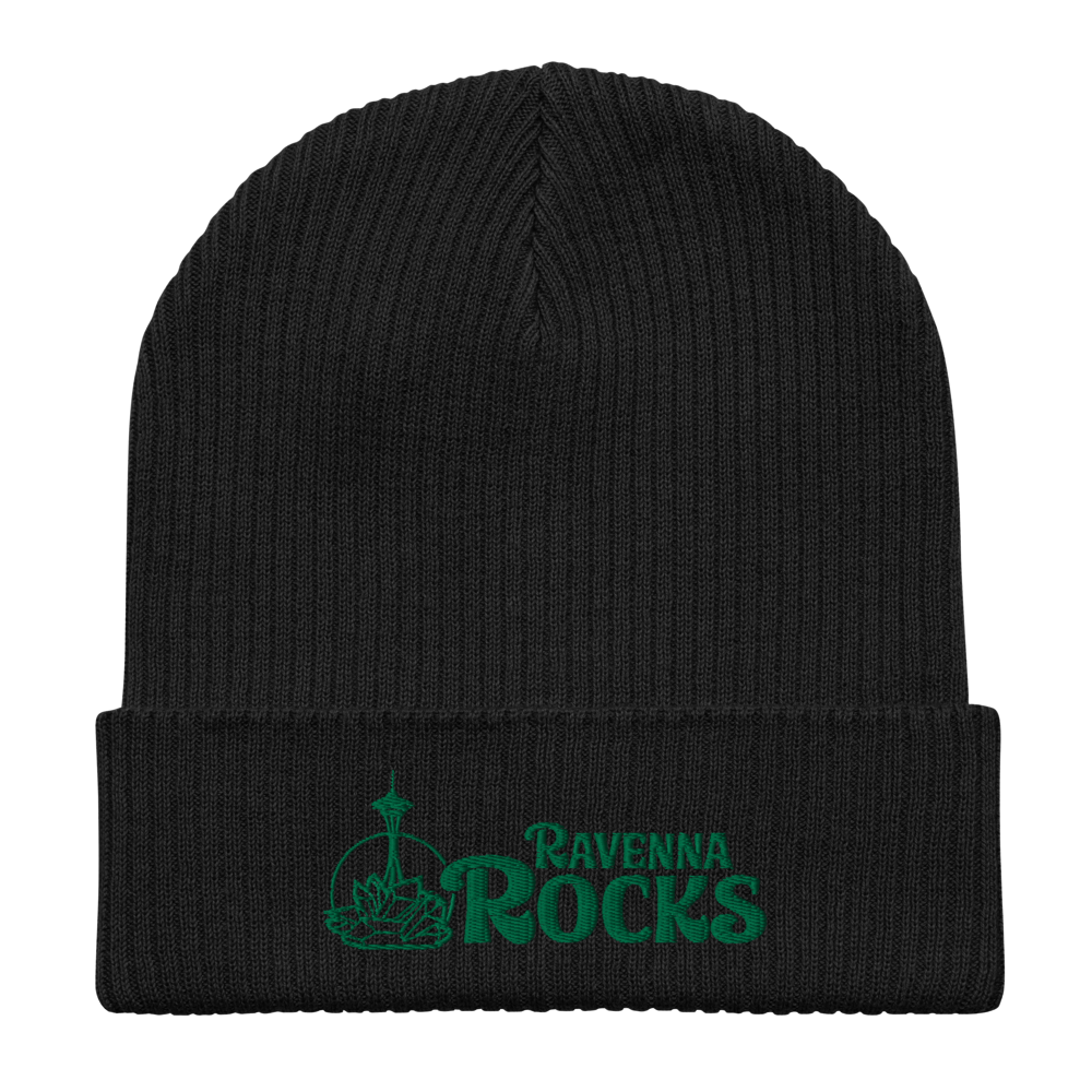 RR Logo Organic Ribbed Beanie | Ravenna Rocks Brand, Colour: Black