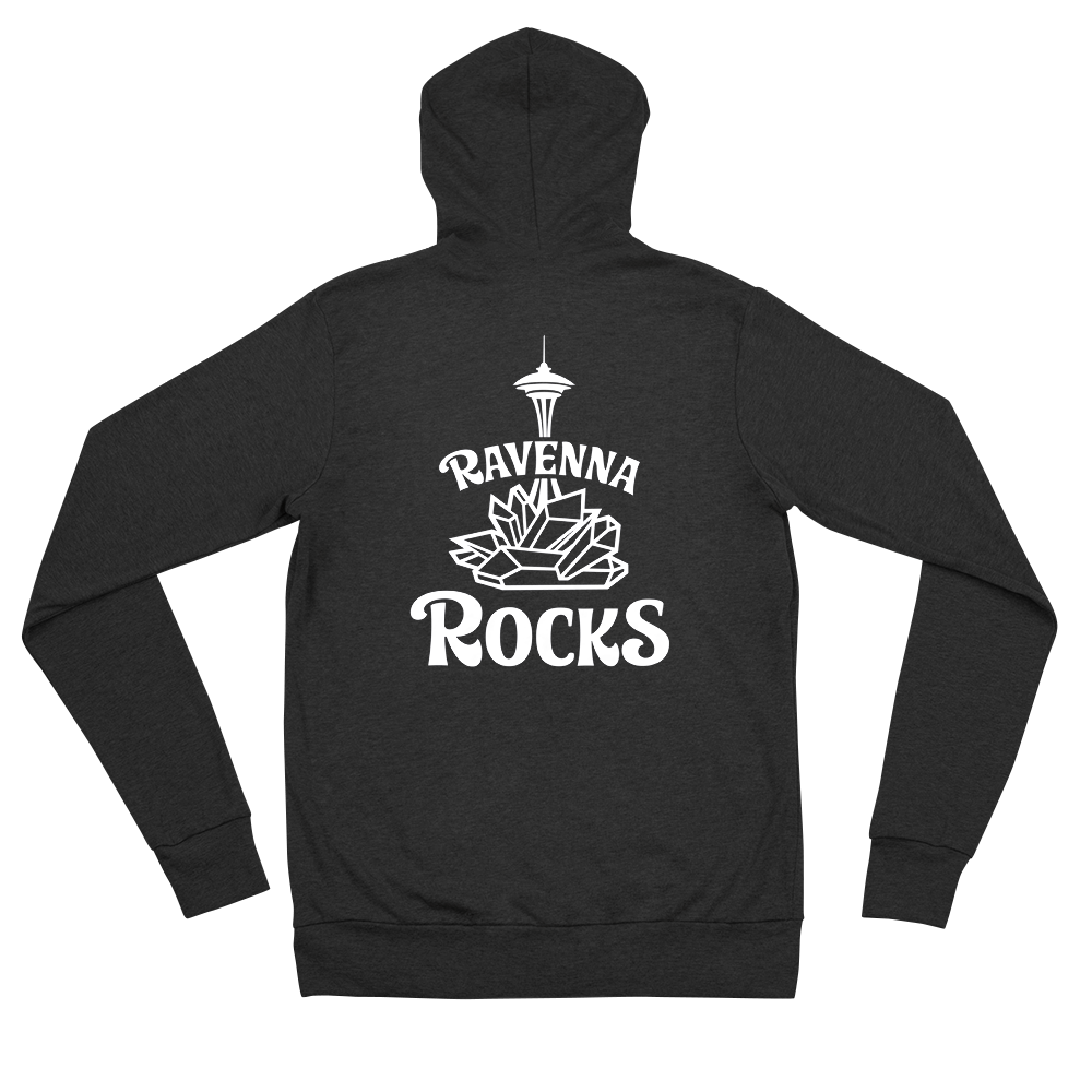 RR Logo Super Lightweight Unisex Zip Hoodie | Ravenna Rocks, Size: XS, Colour: Charcoal Black Triblend