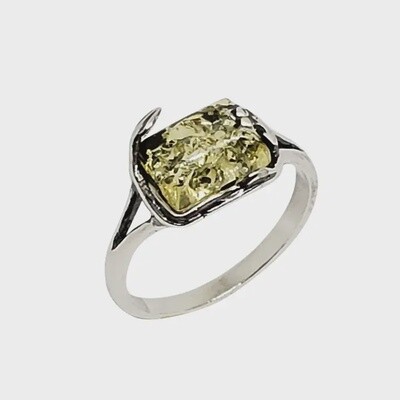 Citrine Amber Square Sterling Silver Ring