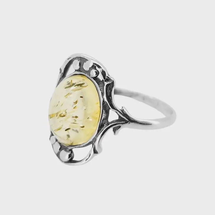Citrine Amber Large Oval Sterling Silver Ring