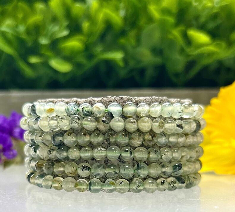 4mm Prehnite Bead Stretch Bracelet