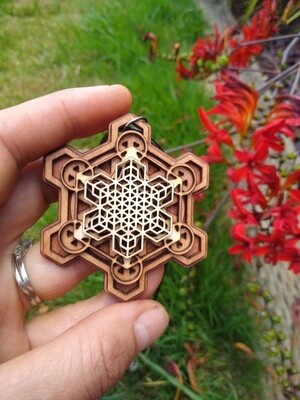 Sacred Geometry 2.6in 4L Laser Cut Pendant Necklace