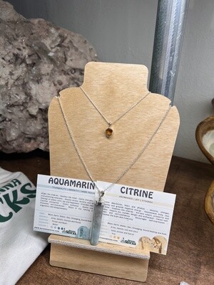 Rough Citrine Pendant Sterling Necklace