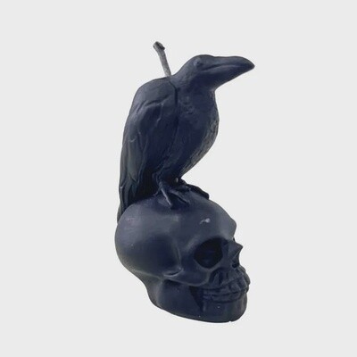 Mini Raven Skull Natural Beeswax Candle