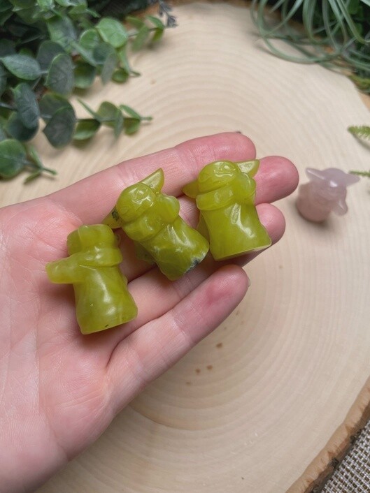 Crystal Baby Yoda / Grogu, Material: Green Opal