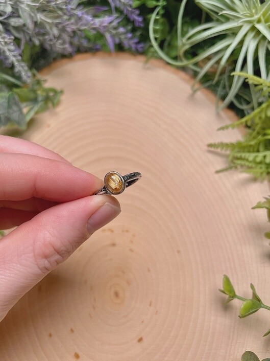 Golden Rutilated Quartz Adjustable Ring