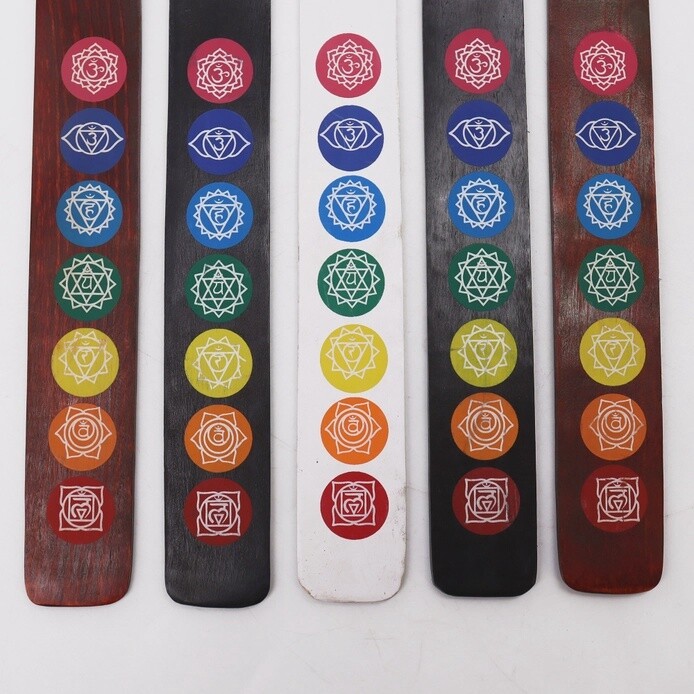 7 Chakra Rainbow Wooden Incense Burner Holder | Ash catcher
