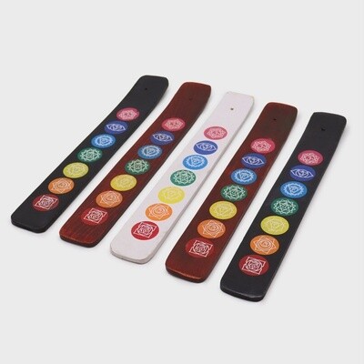 7 Chakra Rainbow Wooden Incense Burner Holder | Ash catcher