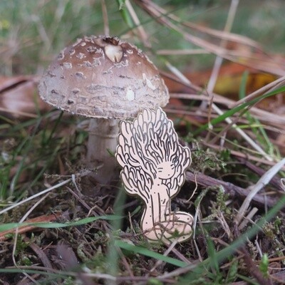 Mushroom Girl (Coral) Enamel Pin