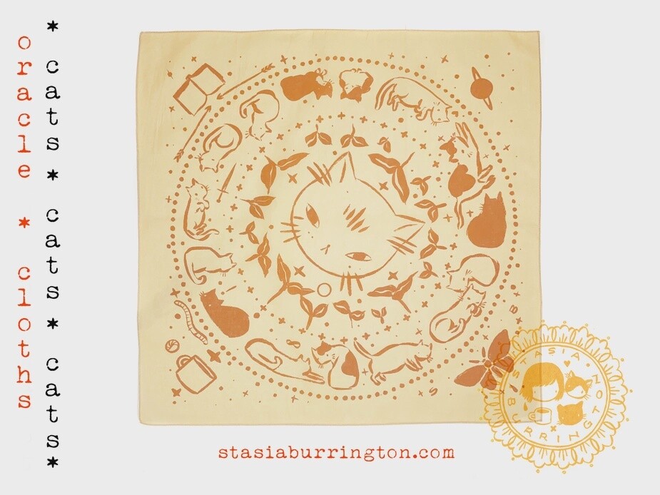Magic Cat Cloth - Cotton Silkscreen handkerchief