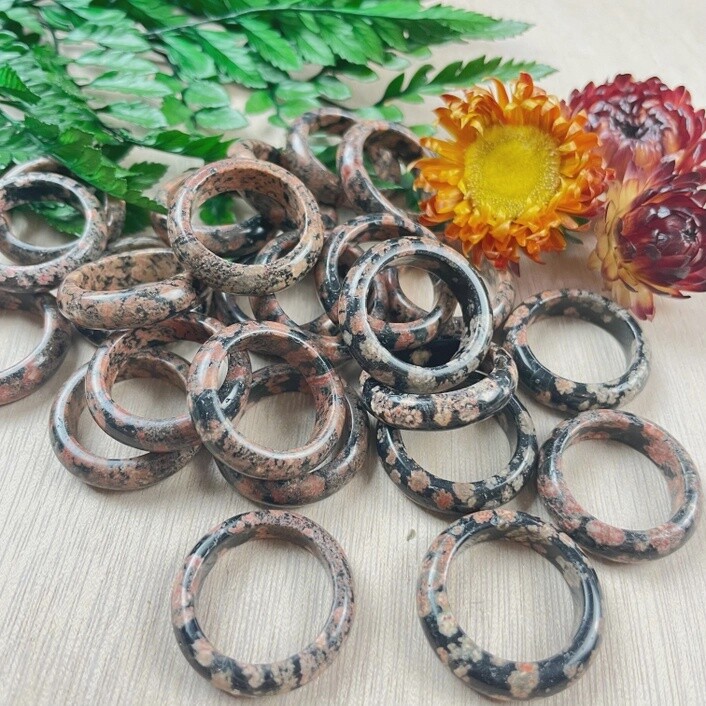 Plum Blossom Jasper 6mm Band Ring