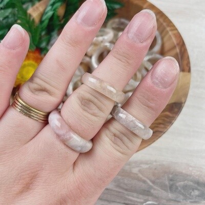 6mm Crystal Band Ring | Flower Agate