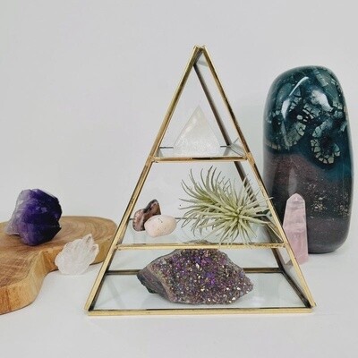 Crystal Display Shelf Brass and Glass Altar Display