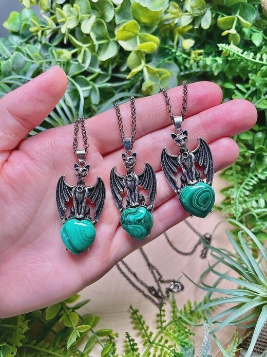 Malachite Egyptian Cat Necklace