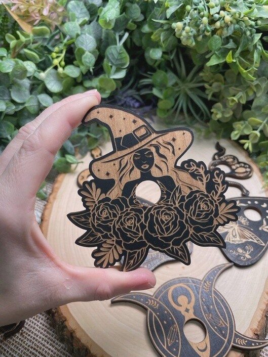 Witchy Wooden Laser Cut Sphere Holder