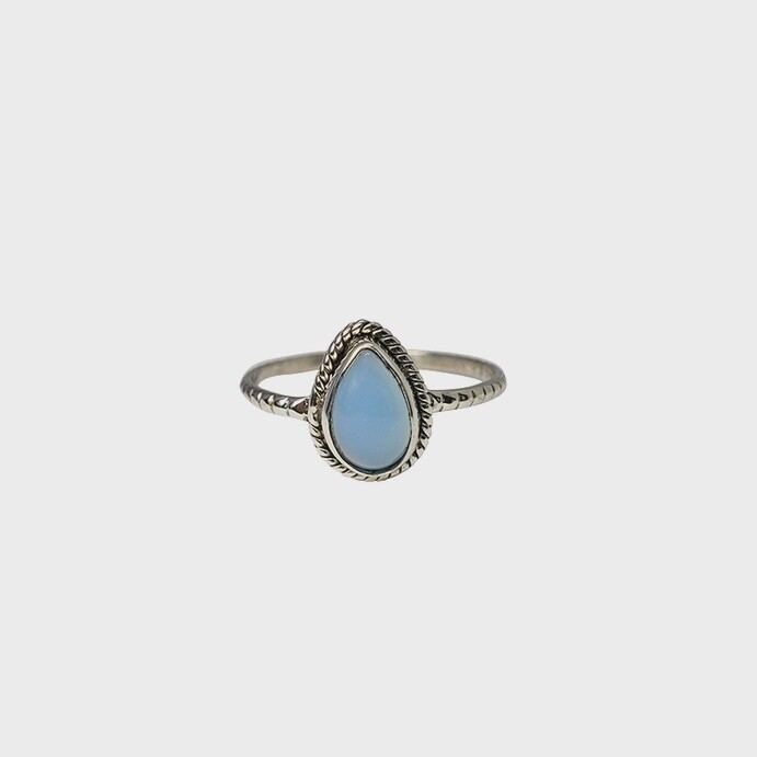 Blue Chalcedony Teardrop Sterling Silver Ring