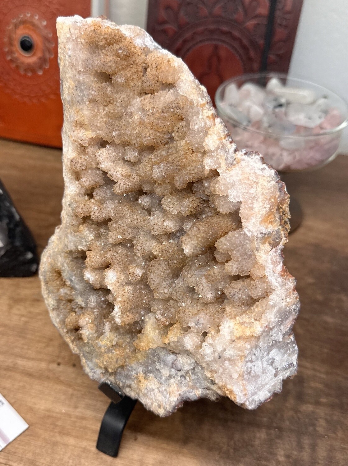 Druzy Chalcedony and Quartz Stalactite Geode Piece | Morocco