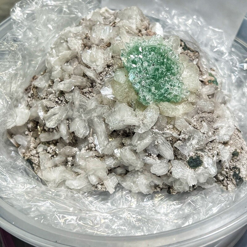 Green Apophyllite with Stilbite Specimen