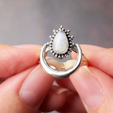 Moonstone Halo Ring