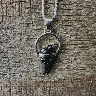 Shungite Rough Sterling Silver Pendant (pendant only)