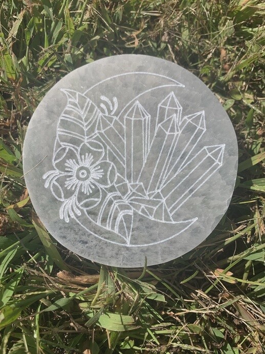 Selenite / Satin Spar Charging Plate | 10 cm | Morocco, Style: Crystal Moon