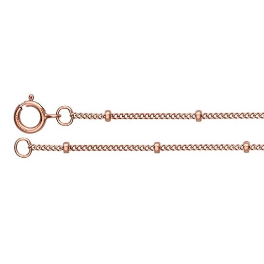 18in 14/20 Rose Gold-Filled 1mm Curb Chain with 1.8mm Beads