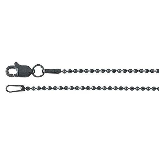 18in Sterling Silver Black Oxidized 1.2mm Bead Chain