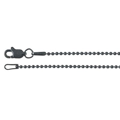 18in Sterling Silver Black Oxidized 1.2mm Bead Chain