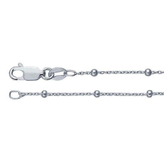 20in Sterling Silver 1mm Cable Chain with 2mm Round Beads