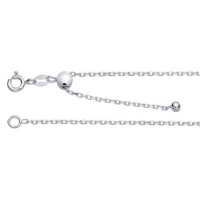 16-22in Sterling Silver 1.2mm Diamond-Cut Oval Cable Chain Necklace