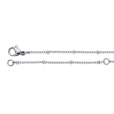 18-20in Stainless Steel 1.5mm Oval Cable Chain with 2mm Beads