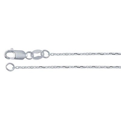 18in Sterling Silver 1mm Diamond-Cut Oval Cable Chain
