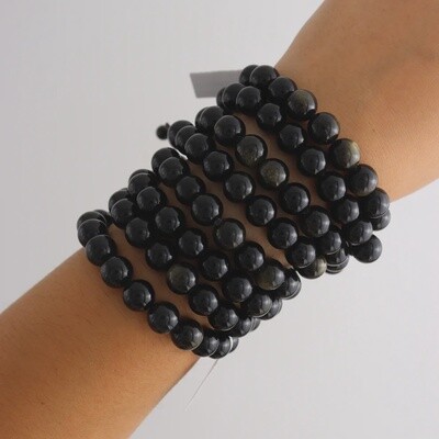 10mm Gold Sheen Obsidian Beaded String Bracelet